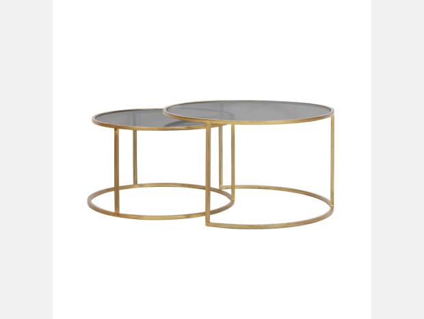 Tavolino rotondo Produzione Artigianale Set 2 tavolini rotondi - Oro