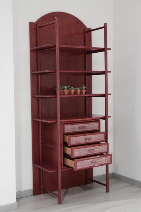 Piccola libreria Rattan Wood Libreria con cassetti