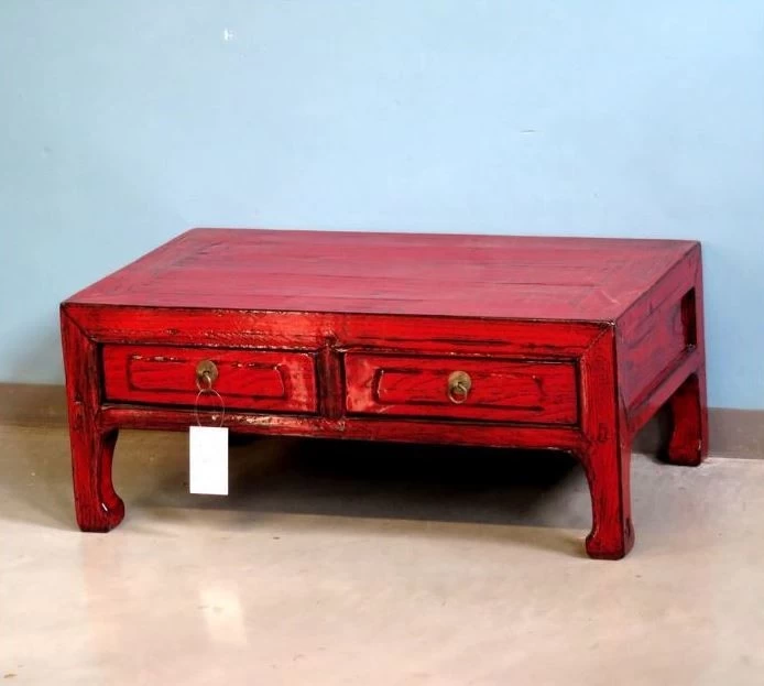 Tavolino rettangolare Produzione Artigianale Tavolino cinese laccato rosso