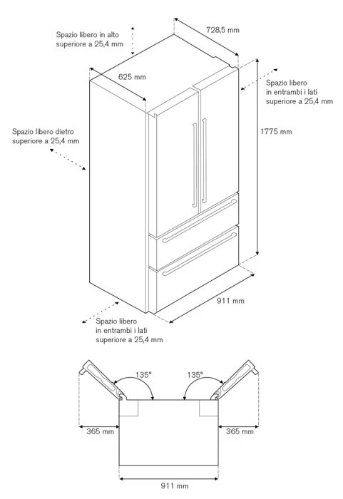 Frigorifero Bertazzoni REF90 + MANIGLIA 901422 PROFESSIONAL– cm.90 – libera install