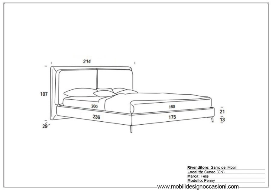 Letto matrimoniale Felis Penny Ring Tokyo a Cuneo - Sconto 43%