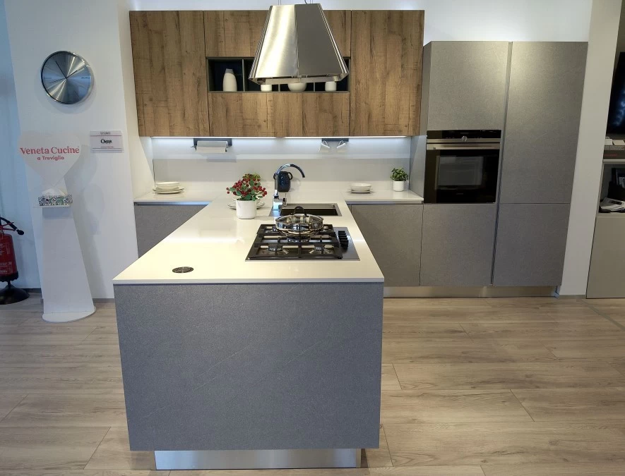 Cucina con penisola Veneta Cucine Oyster Dek