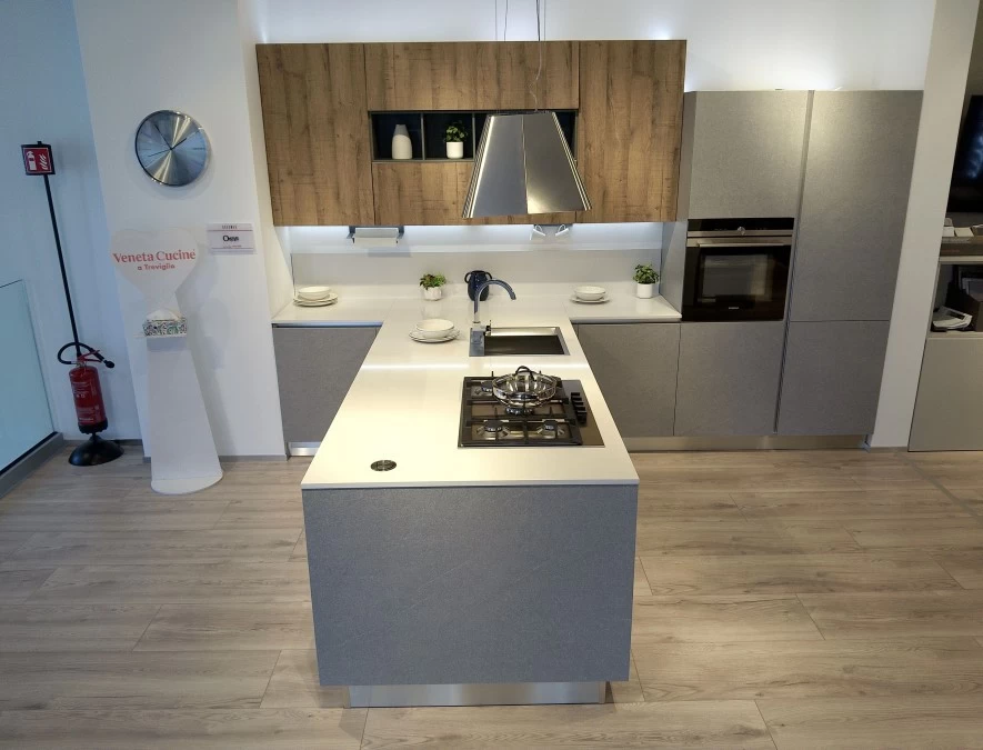 Cucina con penisola Veneta Cucine Oyster Dek