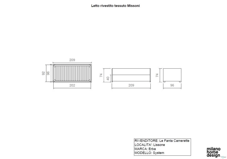 Letto singolo Erba Mobili System & Missoni