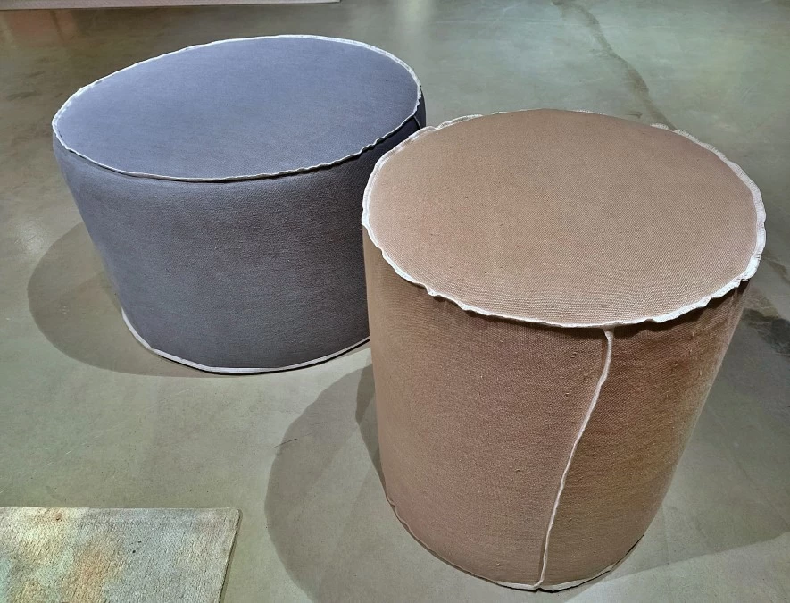 Pouf Maronese Thubo  (coppia Ecrù ed Azzurro )