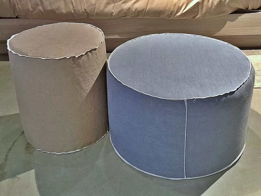 Pouf Maronese Thubo  (coppia Ecrù ed Azzurro )