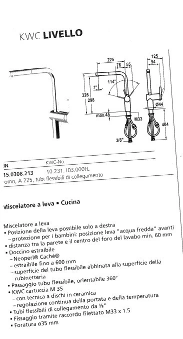 Miscelatore KWC livello con doccia