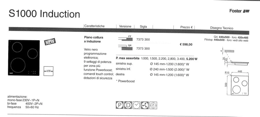 Piano Cottura Foster piano cottura induzione cm 44