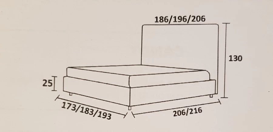 Letto matrimoniale con contenitore  Carol  con testiera padronale Mis. 160x200 con contenitore