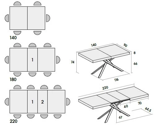 Tavolo allungabile Tempesta Cross