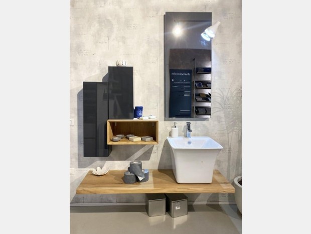 Mobile bagno stile industrial offerta prezzo on line legno e ferro